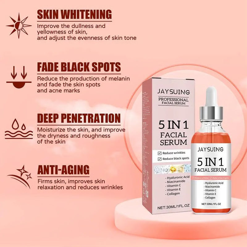 5-in-1 Vitamin C & Hyaluronic Acid Face Serum for Firming, Moisturizing, and Brightening