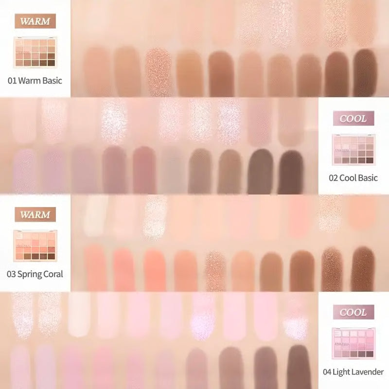 High-Pigment Color Warm Eyeshadow Palette, Romantic Smoky & Rose Shades with Matte & Glitter, Smudge-Proof Beauty