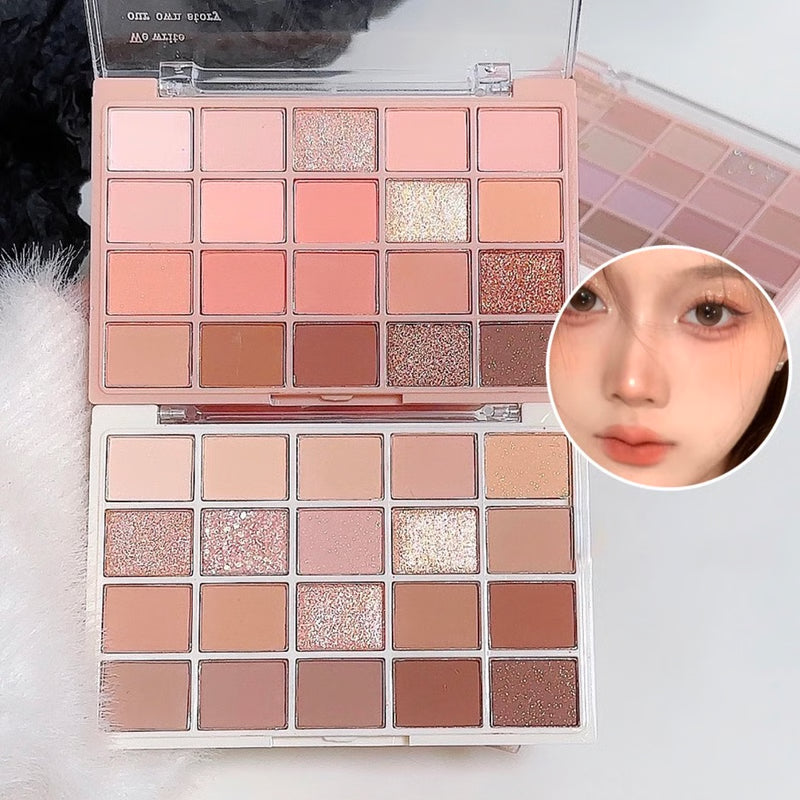 High-Pigment Color Warm Eyeshadow Palette, Romantic Smoky & Rose Shades with Matte & Glitter, Smudge-Proof Beauty