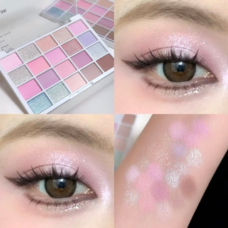 High-Pigment Color Warm Eyeshadow Palette, Romantic Smoky & Rose Shades with Matte & Glitter, Smudge-Proof Beauty