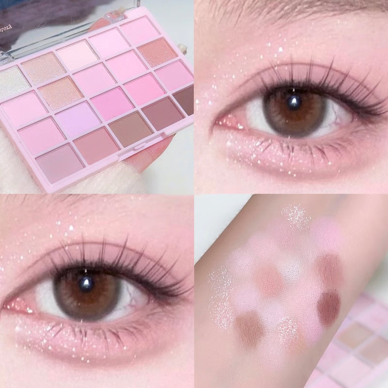 High-Pigment Color Warm Eyeshadow Palette, Romantic Smoky & Rose Shades with Matte & Glitter, Smudge-Proof Beauty