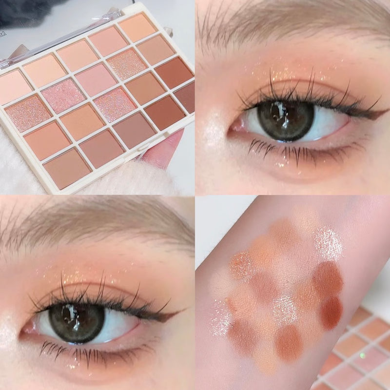 High-Pigment Color Warm Eyeshadow Palette, Romantic Smoky & Rose Shades with Matte & Glitter, Smudge-Proof Beauty