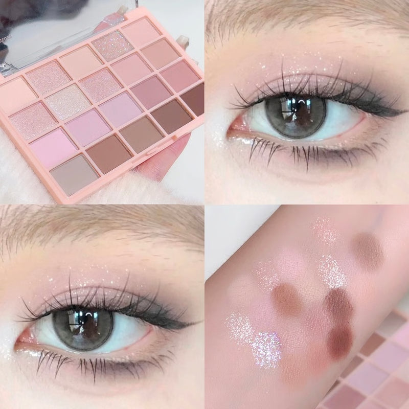 High-Pigment Color Warm Eyeshadow Palette, Romantic Smoky & Rose Shades with Matte & Glitter, Smudge-Proof Beauty