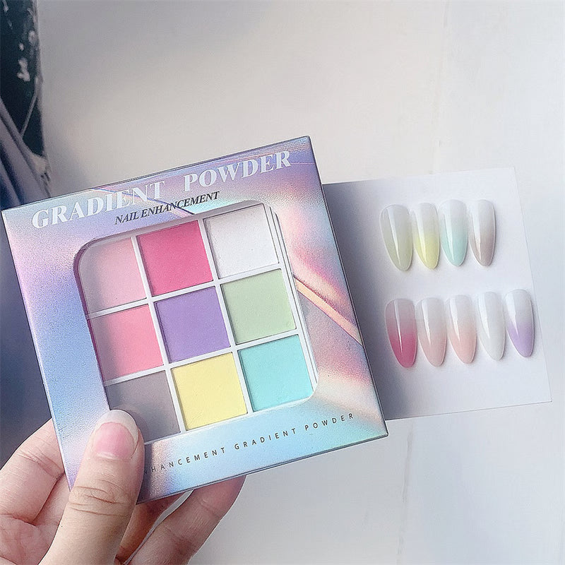 9-Color UV Nail Powder Kit - Matte, Shimmer & Gradient Effects for DIY Manicures
