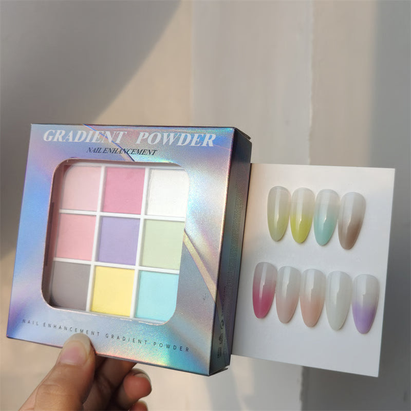 9-Color UV Nail Powder Kit - Matte, Shimmer & Gradient Effects for DIY Manicures